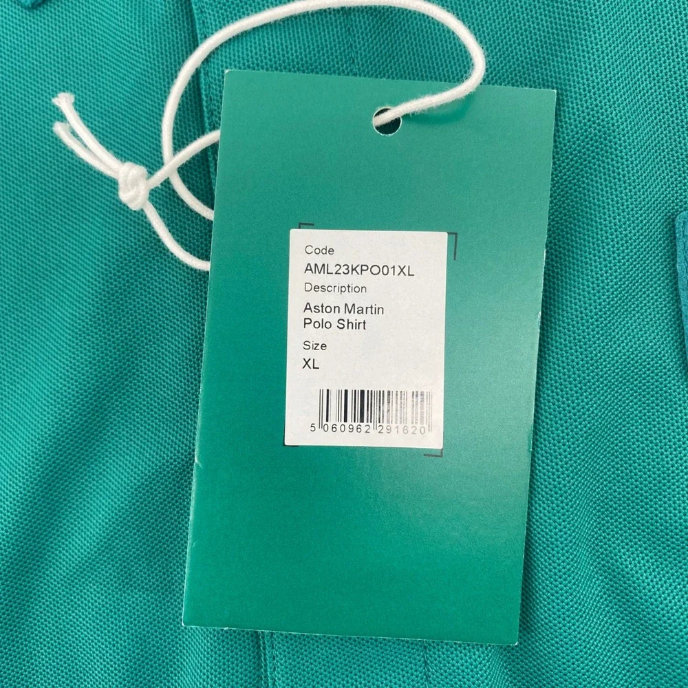 Aston Martin Polo Shirt Mens XL Teal Green Short‎ Sleeve AML23KPO01XL NWT Logo